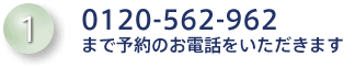 0120-562-962まで予約のお電話をいただきます